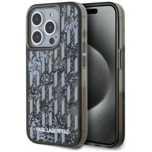Karl Lagerfeld KLHCP15XLKLGKCCK Liquide Glitter Monogram Gradient tok iPhone 15 Pro Max - fekete