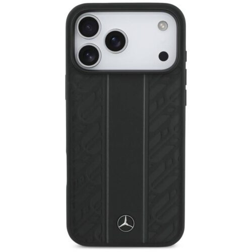 Mercedes Leather Laurel Leaves csíkos csíkok MagSafe tok iPhone 17 Pro Max-hoz Fekete - Image 2