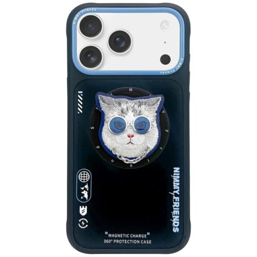 Nimmy Glasses Cool Cat MagSafe-kompatibilis tok iPhone 17 - fekete-kék