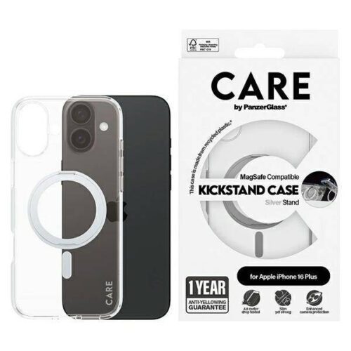 PanzerGlass Feature Kickstand MagSafe-kompatibilis tok iPhone 16 Plus - ezüst színű
