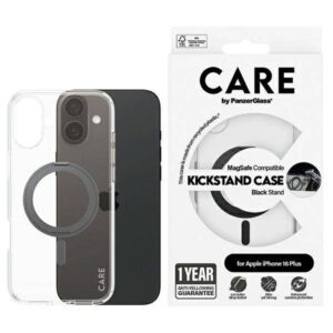 PanzerGlass Feature Kickstand MagSafe-kompatibilis tok iPhone 16 Plus - fekete-átlátszó