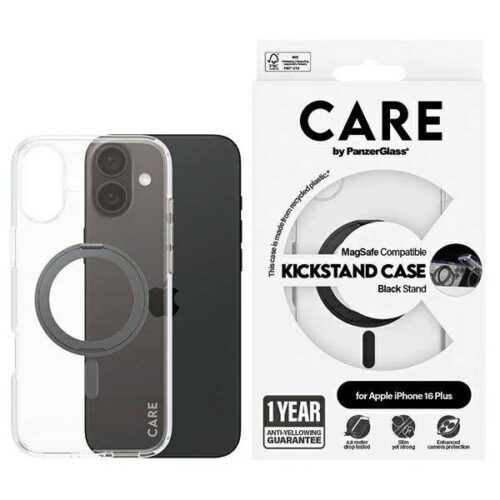 PanzerGlass Feature Kickstand MagSafe-kompatibilis tok iPhone 16 Plus - fekete-átlátszó