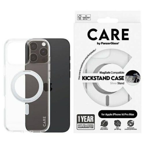 PanzerGlass Feature Kickstand MagSafe-kompatibilis tok iPhone 16 Pro Max - ezüst színű