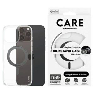 PanzerGlass Feature Kickstand MagSafe-kompatibilis tok iPhone 16 Pro Max - fekete-átlátszó
