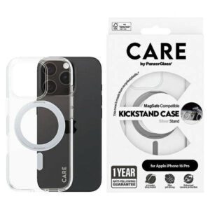 PanzerGlass Feature Kickstand MagSafe-kompatibilis tok iPhone 16 Pro - ezüst színű