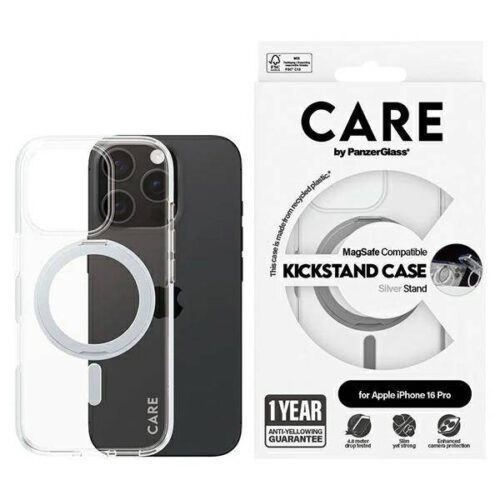 PanzerGlass Feature Kickstand MagSafe-kompatibilis tok iPhone 16 Pro - ezüst színű