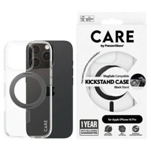 PanzerGlass Feature Kickstand MagSafe-kompatibilis tok iPhone 16 Pro - fekete-átlátszó