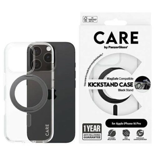 PanzerGlass Feature Kickstand MagSafe-kompatibilis tok iPhone 16 Pro - fekete-átlátszó