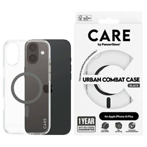 PanzerGlass Flagship MagSafe-kompatibilis tok iPhone 16 Plus - fekete-átlátszó
