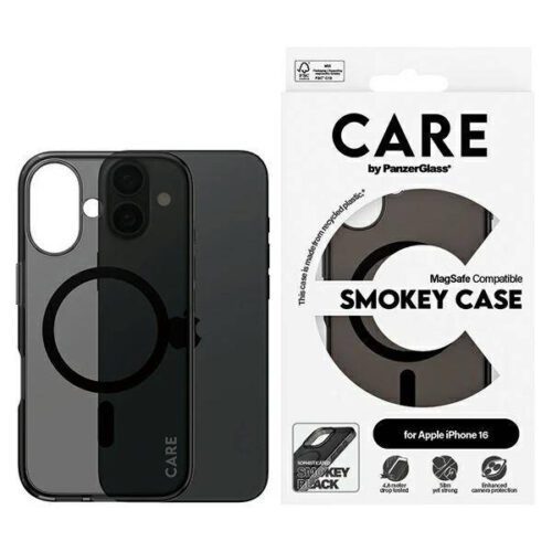PanzerGlass Flagship MagSafe-kompatibilis tok iPhone 16 - fekete átlátszó