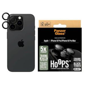 PanzerGlass Hoops Ceramic kamera lencse védő kerámiaüveg fekete szegéllyel iPhone 16 Pro/16 Pro Max