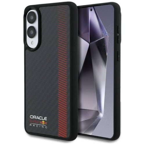 Red Bull RBHMS25E24CFGSMK Real Carbon Fiber Powerbar MagSafe-kompatibilis tok Samsung Galaxy S25 Edge - fekete