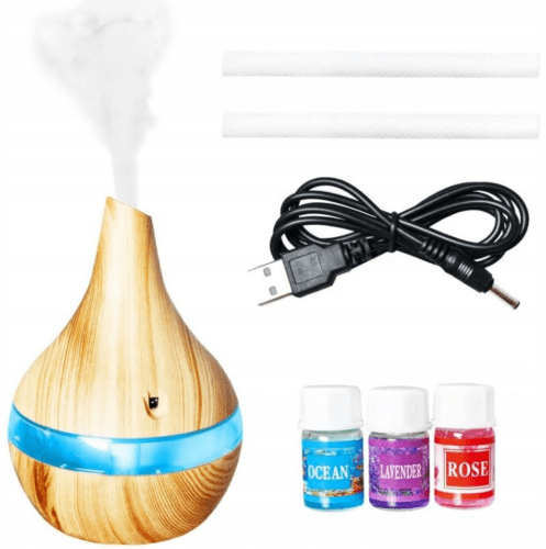 300 ml USB aromadiffúzor – párásító és illóolaj párologtató 7 színű LED világítással (WNDR10950)