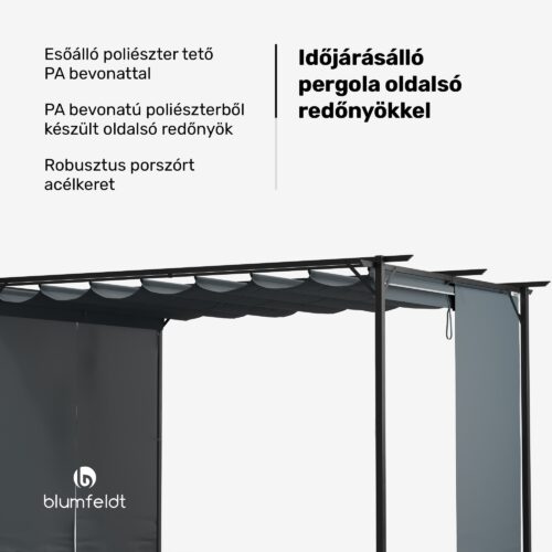 3x4 m időjárásálló porszórt acél oldalsó redőnyökkel
