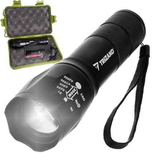 CREE T6 ZOOM USB taktikai LED-es zseblámpa praktikus tokkal L18368 (WNDR18368)