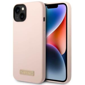 Guess GUHMP14SSBPLP iPhone 14 6.1" rózsaszín keménytok Szilikon logós lemez MagSafe