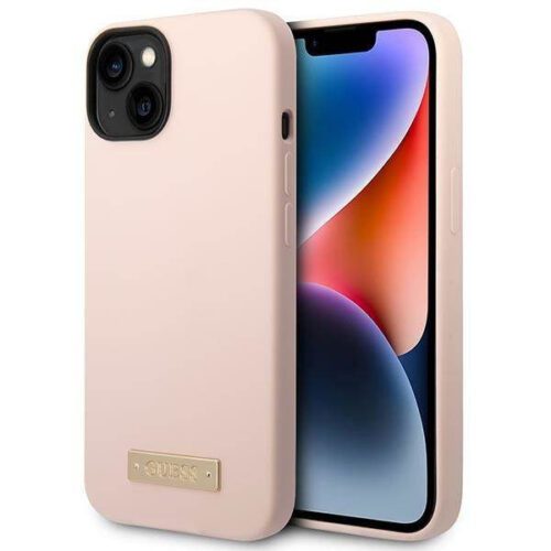 Guess GUHMP14SSBPLP iPhone 14 6.1" rózsaszín keménytok Szilikon logós lemez MagSafe