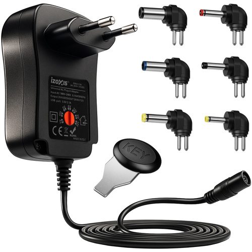 IZOXIS Univerzális Állítható Tápegység 3–12V 30W + USB – Egy töltő