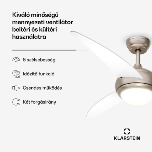 Klarstein El Paso mennyezeti ventilátor világítással | 132 cm | 35 W | Csendes működés | Fa - Image 2