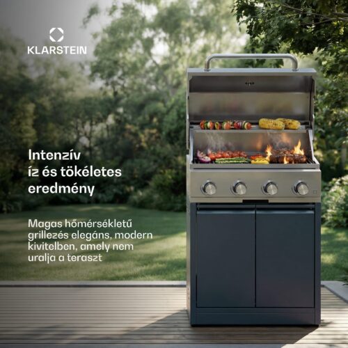 Klarstein WaldChef gázgrill | 4 égő | 30 mbar | 12800 W | Öntöttvas rács | Rozsdamentes acél - Image 2