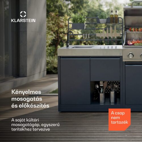 Klarstein WaldChef szekrény mosogató alatti szekrény | Rozsdamentes mosogató | Időjárásálló | 90 x 135 cm - Image 2