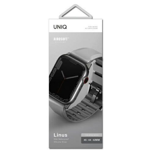 UNIQ óraszíj Linus Apple Watch Series 1/2/3/4/4/5/6/7/8/9/SE/SE2/Ultra/Ultra 2 42/44/45/49mm. Airosoft szilikon kréta szürke - Image 2