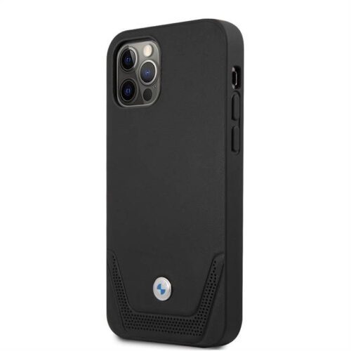 Apple iPhone 12 Pro Max BMW BMHCP12LRCDPK Bőr Hátlap - Fekete