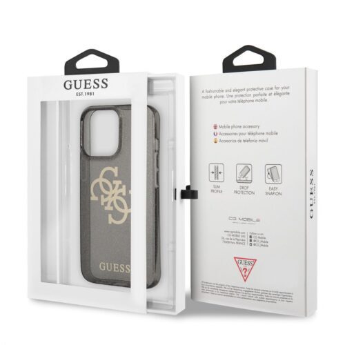 Apple iPhone 13 Pro GUESS GUHCP13LPCUGL4GBK Glitter TPU Hátlap - Fekete - Image 2