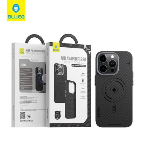 Apple iPhone 14 Pro Max Blueo Armor Aramid Fiber (1500D) Magsafe Hátlap - Fekete - Image 2