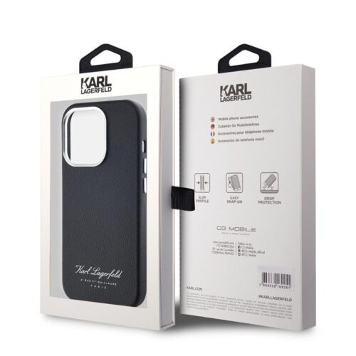 Apple iPhone 15 Pro KARL LAGERFELD KLHCP15LPGWCMKHK Hátlap - Fekete - Image 2