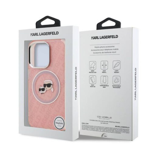 Apple iPhone 15 Pro KARL LAGERFELD KLHMP15LHMKBKCHP Magsafe IML Hátlap - Rózsaszín - Image 2