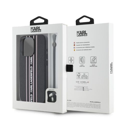 Apple iPhone 15 Pro KARL LAGERFELD KLHMP15LPAMSCNSP Hátlap - Fekete/Rózsaszín - Image 2