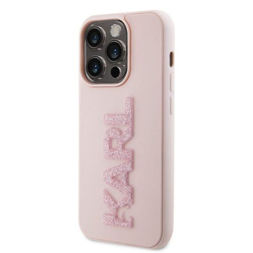 Apple iPhone 15 Pro Max KARL LAGERFELD KLHCP15X3DMBKCP Glitter Hátlap - Rózsaszín