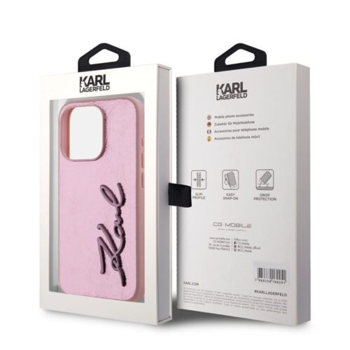 Apple iPhone 15 Pro Max KARL LAGERFELD KLHCP15XPFMFBKMP Hátlap - Rózsaszín - Image 2
