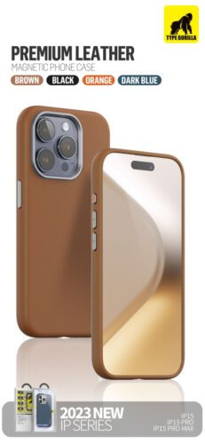 Apple iPhone 15 Pro Max TG Premium Leather Magsafe Hátlap - Barna