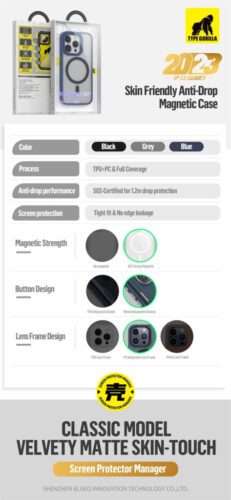 Apple iPhone 15 Pro TG Skin Friendly Drop Magsafe Hátlap - Kék - Image 2