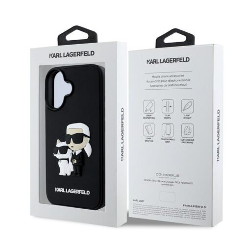 Apple iPhone 16 KARL LAGERFELD KLHCP16S3DRKCNK Hátlap - Fekete - Image 2