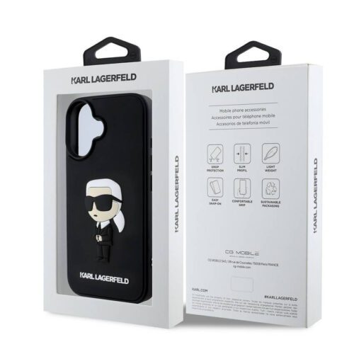 Apple iPhone 16 KARL LAGERFELD KLHCP16S3DRKINK Hátlap - Fekete - Image 2