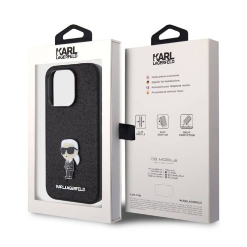 Apple iPhone 16 Pro KARL LAGERFELD KLHCP16LGKNPSK Glitter Hátlap - Fekete - Image 2