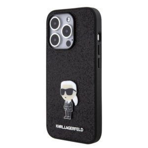 Apple iPhone 16 Pro KARL LAGERFELD KLHCP16LGKNPSK Glitter Hátlap - Fekete