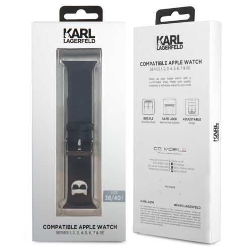 Apple iWatch Karl Lagerfeld KLAWLSLCK 42/44mm óraszíj - Fekete - Image 2