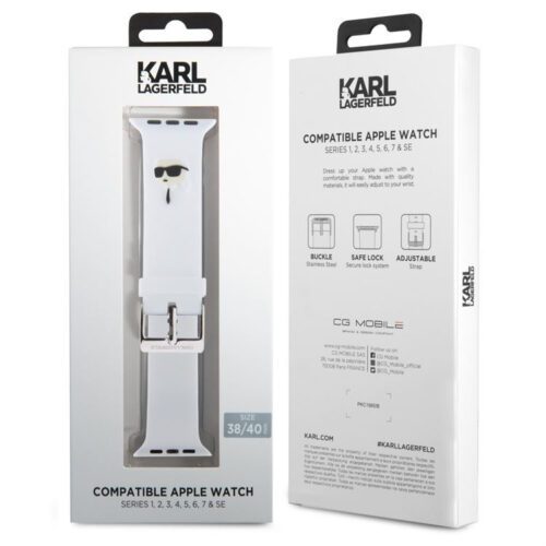 Apple iWatch Karl Lagerfeld KLAWMSLCNH 42/44/45mm óraszíj - Fehér - Image 2