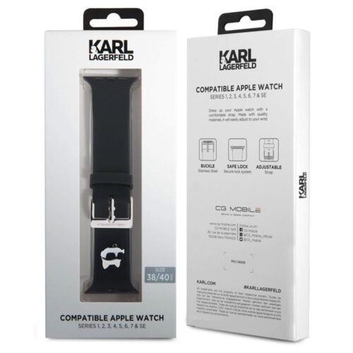 Apple iWatch Karl Lagerfeld KLAWMSLCNK 42/44/45mm óraszíj - Fekete - Image 2