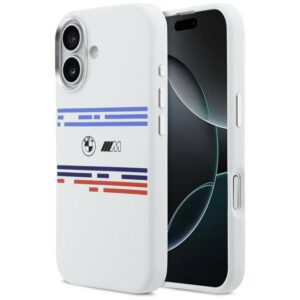 BMW M szilikon vízszintes vonal MagSafe tok iPhone 17 Fehér