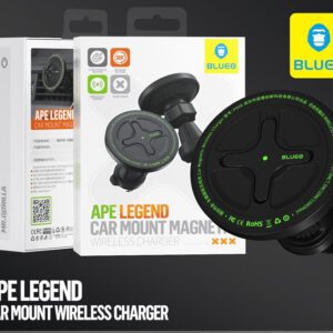 Blueo Ape Legend MagSafe Autós Töltő és Mágneses Tartó - Fekete