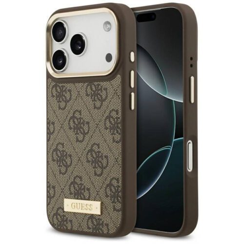 Guess 4G Logo Plate MagSafe tok iPhone 17 Pro barna színű tokhoz