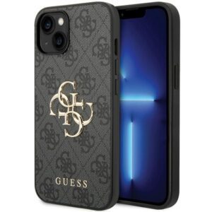Guess GUHCP15S4GMGGR iPhone 15 6.1" szürke keménytok 4G nagy fém logóval