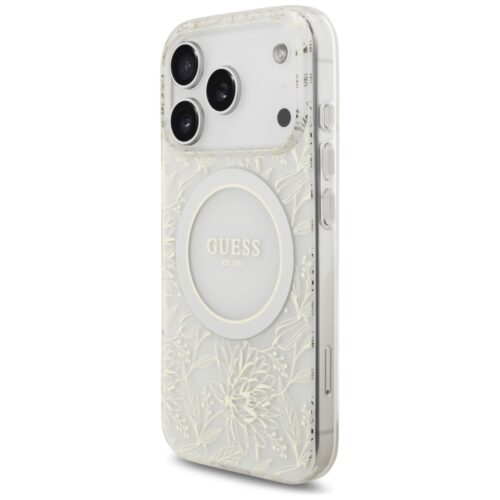 Guess IML Virágok Electro Pearl Strap MagSafe tok iPhone 17 Pro Fehér - Image 2