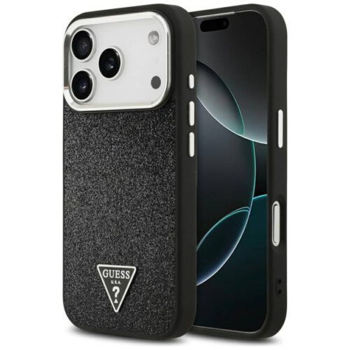 Guess tok Guess Glitter háromszög logó MagSafe iPhone 17 Pro-hoz fekete