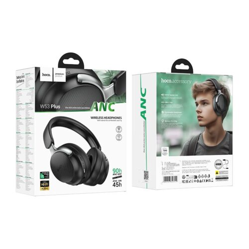 HOCO vezeték nélküli fejhallgató bluetooth ANC W53 Plus fekete - Image 2